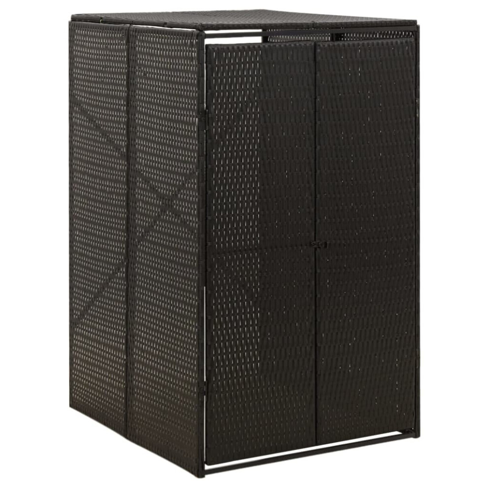 (black) vidaXL Wheelie Bin Shed Garden Outdoor Rubbish Bin Shed Storage Poly Rattan