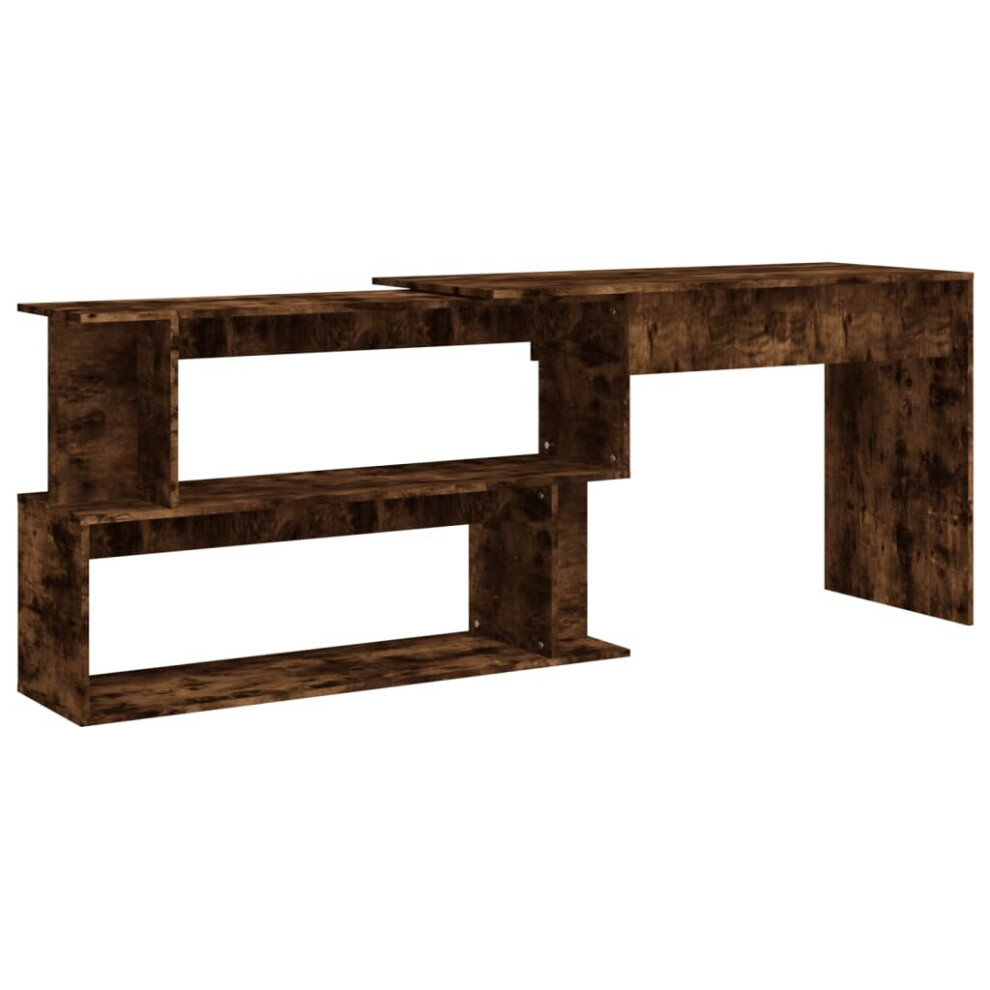 Vidaxl (Smoked Oak) Corner Desk Writing Rotable Table Engineered Wood Desk Multi Colours