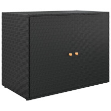 (black) vidaXL Garden Storage Cabinet 100x55.5x80 cm Poly Rattan Organiser Black/Grey