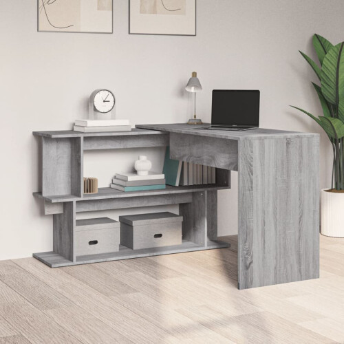 VidaXL (grey sonoma) vidaXL Corner Desk Writing Rotable Table Engineered Wood Desk Multi Colours 1