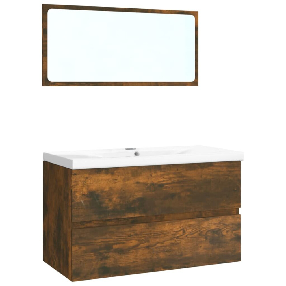 Vidaxl (Smoked Oak, Without Faucet) Bathroom Furniture Set Basin Multi Sizes/Colours With/Without Faucet