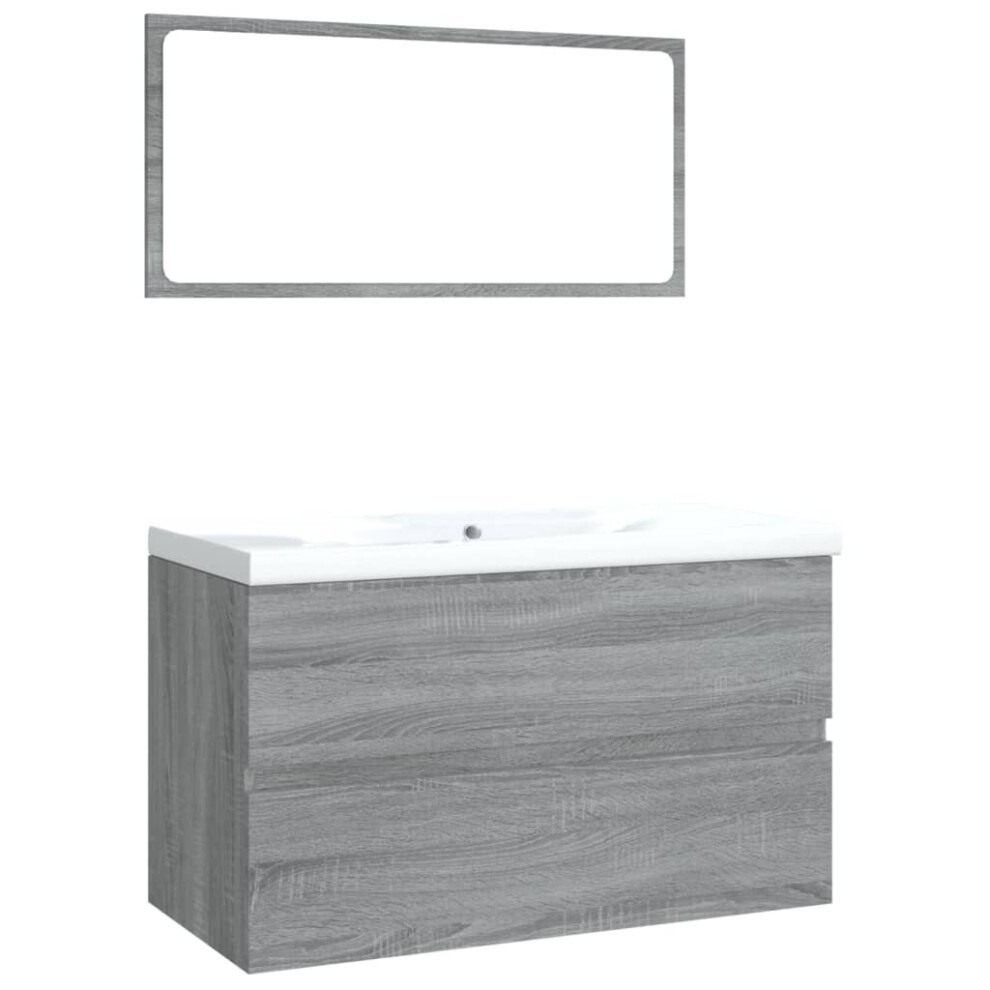 Vidaxl (Grey Sonoma, Without Faucet) Bathroom Furniture Set Basin Multi Sizes/Colours With/Without Faucet