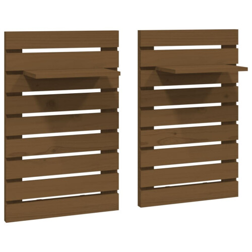 VidaXL (honey brown) vidaXL 2x Solid Wood Pine Wall-mounted Bedside Shelves Storage Multi Colours 1