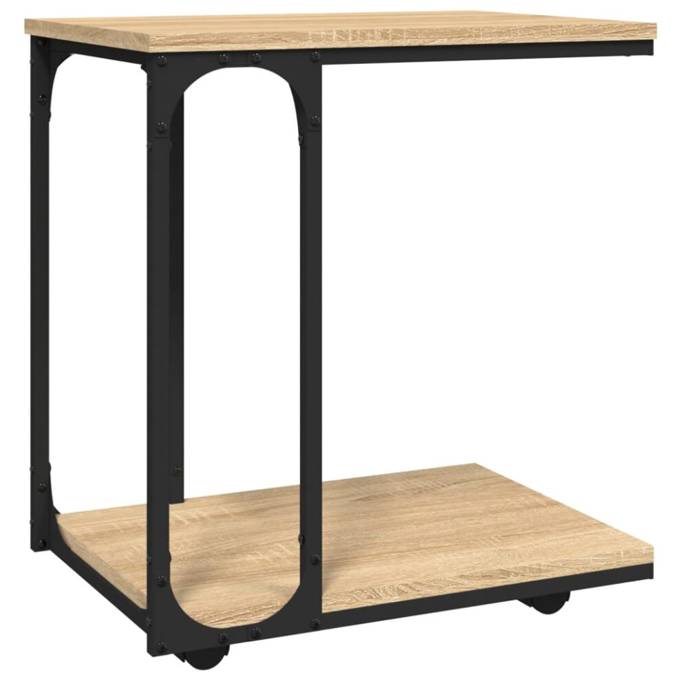 Vidaxl (Sonoma Oak) Side Table With Wheels Engineered Wood Couch End Table Multi Colours