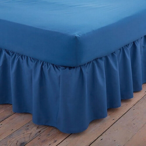 Charlotte Thomas Poetry Plain Dye King Size Polycotton Platform Valance in Mid Blue 2