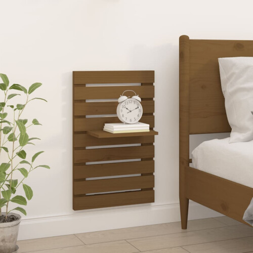 VidaXL (honey brown) vidaXL 2x Solid Wood Pine Wall-mounted Bedside Shelves Storage Multi Colours 2