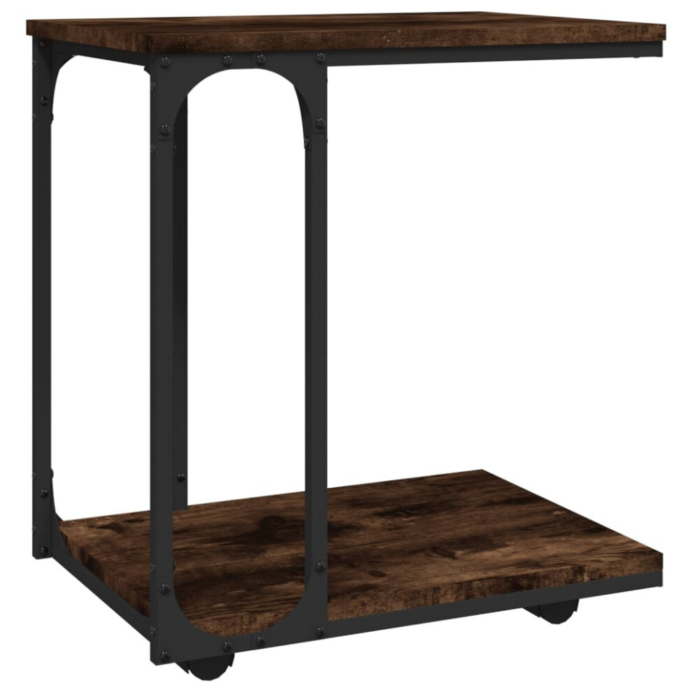 Vidaxl (Smoked Oak) Side Table With Wheels Engineered Wood Couch End Table Multi Colours