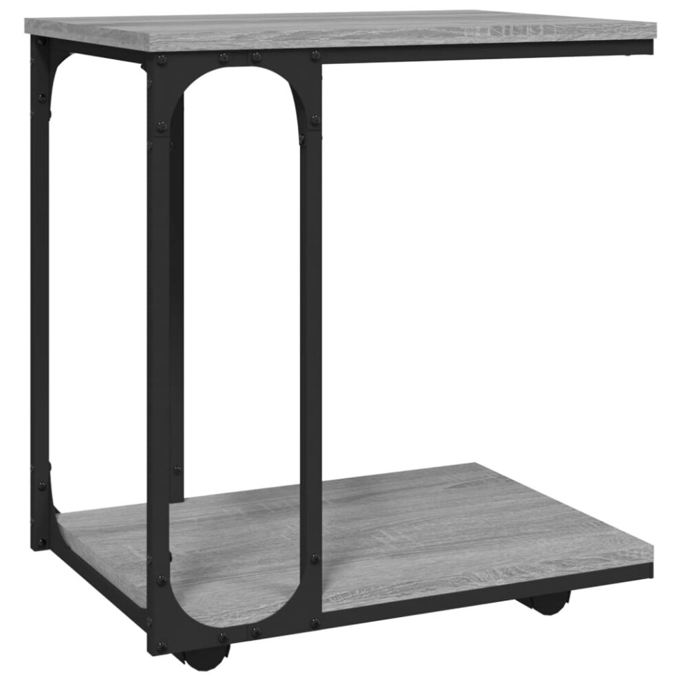 Vidaxl (Grey Sonoma) Side Table With Wheels Engineered Wood Couch End Table Multi Colours