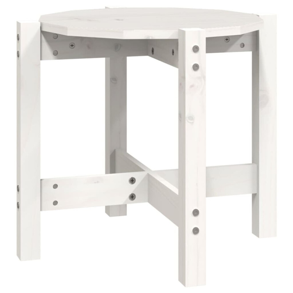 VidaXL Coffee Table - Round - White - Solid Pine Wood - Ø 52.5 x 45 cm - Image 2
