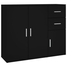 (black) vidaXL Sideboard Home Storage Side Cabinet Cupboard Highboard Engineered Wood