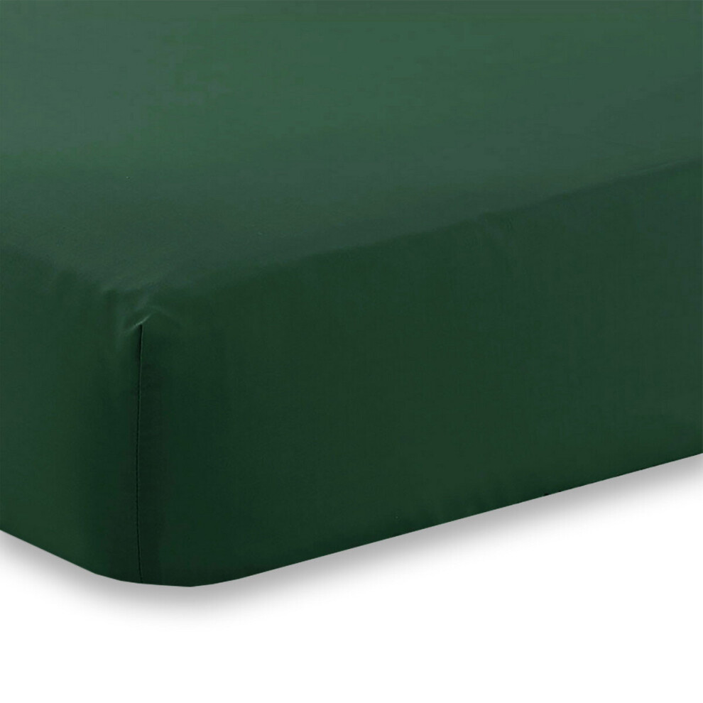 Charlotte Thomas Peotry Plain Dye Four Foot Size Polycotton Fitted Sheet in Bottle Green