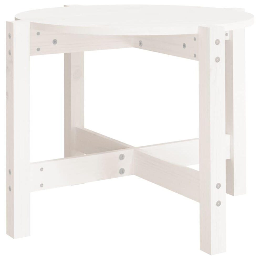 VidaXL Coffee Table - White - Solid Pine Wood - Round - 62.5 cm Diameter x 45 cm Height - Model 822303 - Image 2