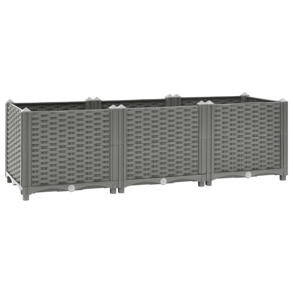 Vidaxl (Light Grey, 120 X 40 X 38 Cm) Raised Bed Polypropylene Garden Planter Pot Planting Box Flower Pot