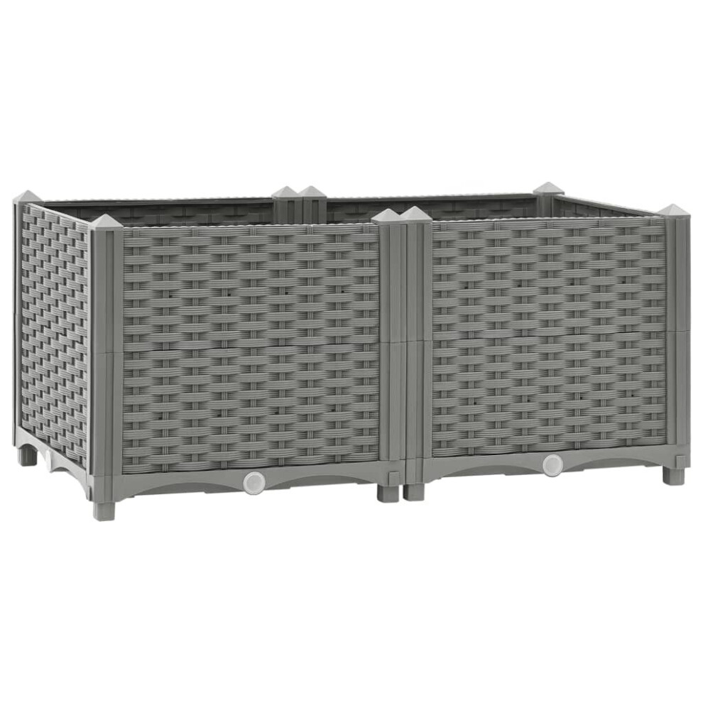 Vidaxl (Light Grey, 80 X 40 X 38 Cm) Raised Bed Polypropylene Garden Planter Pot Planting Box Flower Pot