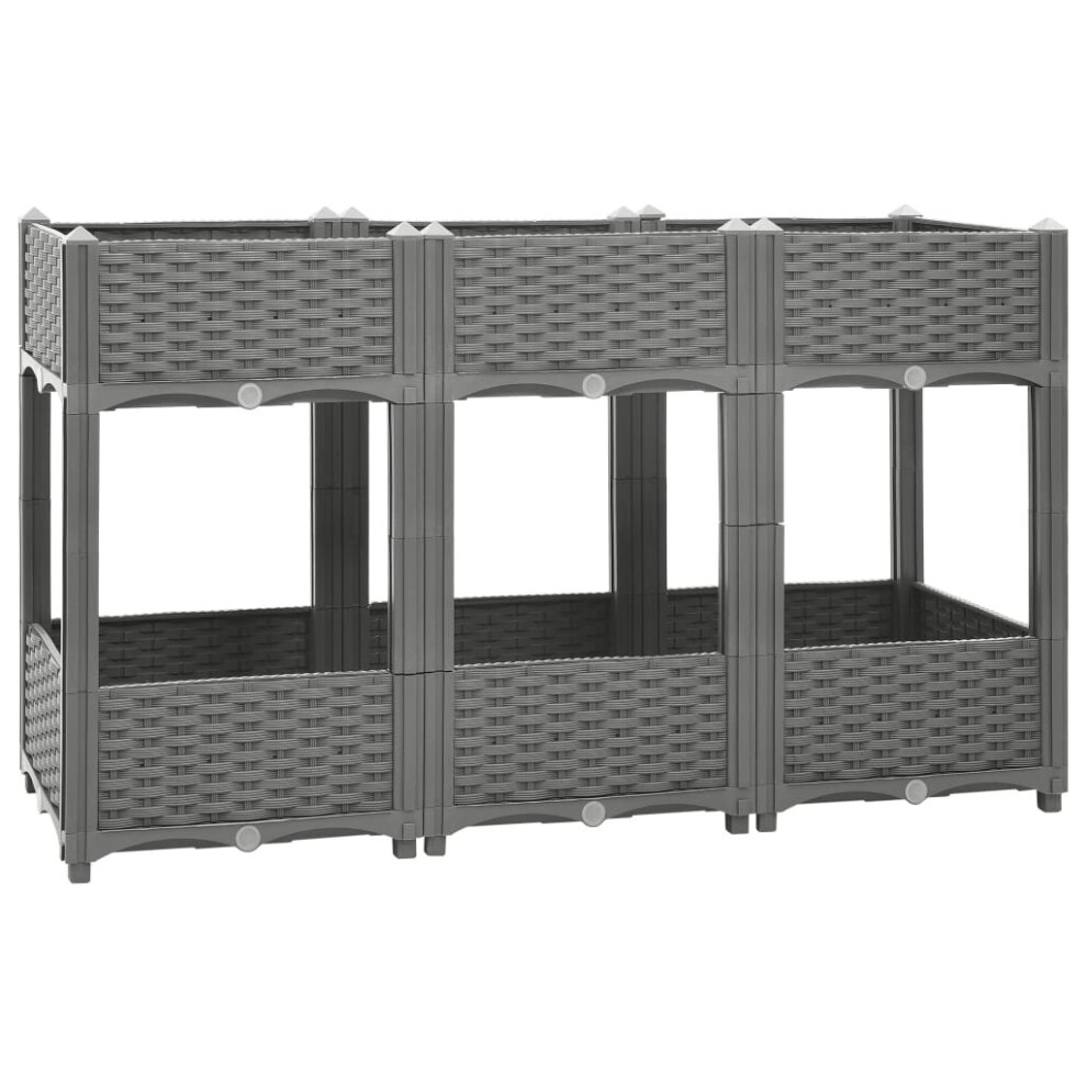 Vidaxl (Light Grey, 120 X 40 X 71 Cm) Raised Bed Polypropylene Garden Planter Pot Planting Box Flower Pot