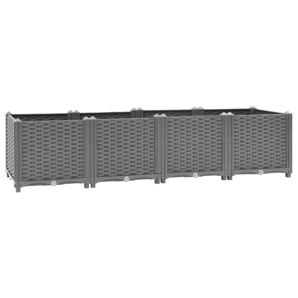 Vidaxl (Light Grey, 160 X 40 X 38 Cm) Raised Bed Polypropylene Garden Planter Pot Planting Box Flower Pot