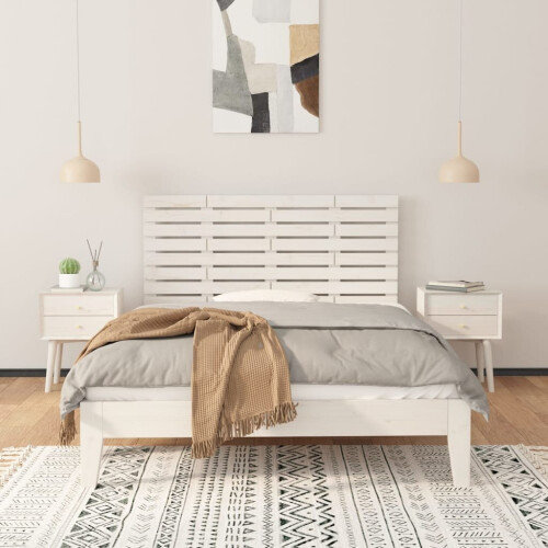 VidaXL (white, 126 x 3 x 63 cm) vidaXL Wall Headboard Bedroom Bed Header Decor Bed Headboard Solid Wood Pine 2