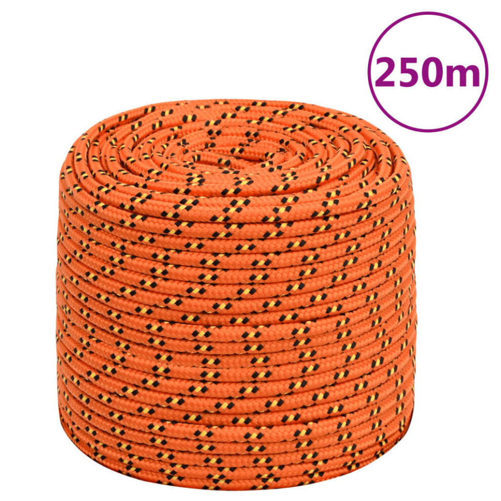 Vidaxl (Orange, 8 Mm/ 250 M) Marine Rope Dock Coil Boat Line Polypropylene Rope Multi Sizes Multi Colours