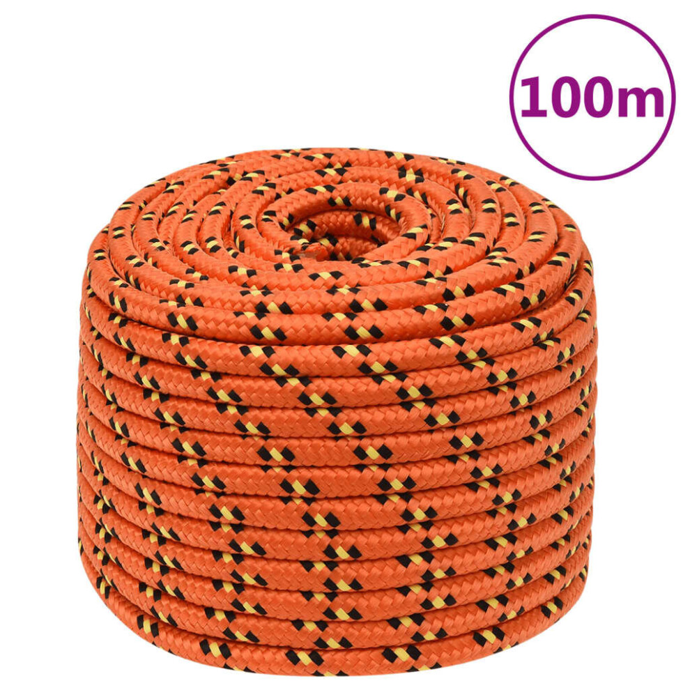 Vidaxl (Orange, 12 Mm/ 100 M) Marine Rope Dock Coil Boat Line Polypropylene Rope Multi Sizes Multi Colours