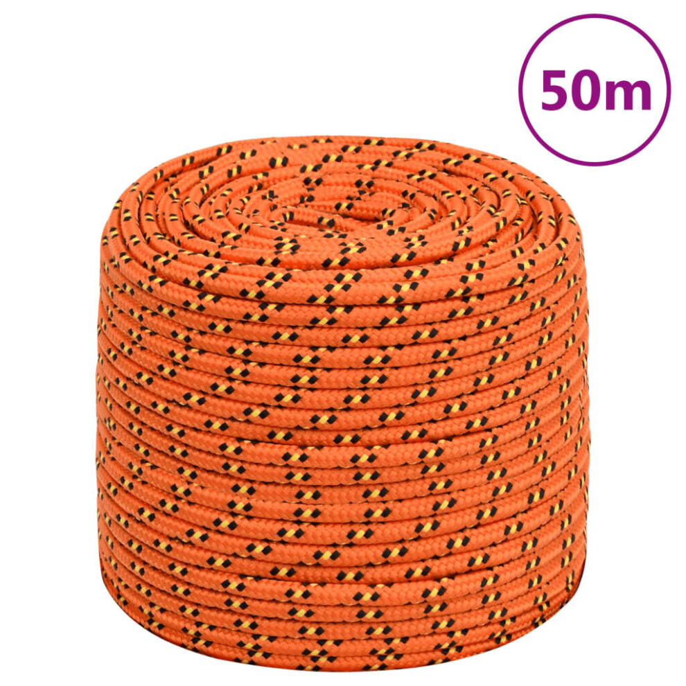 (orange, 8 mm/ 50 m) Marine Rope Dock Coil Boat Line Polypropylene Rope Multi Sizes Multi Colours