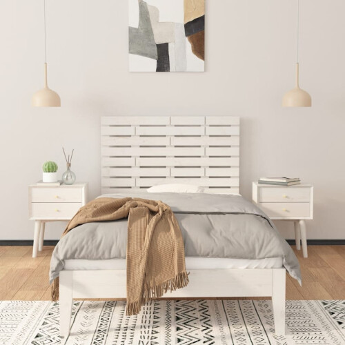 VidaXL (white, 81 x 3 x 63 cm) vidaXL Wall Headboard Bedroom Bed Header Decor Bed Headboard Solid Wood Pine 2