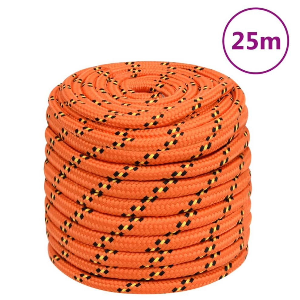 (orange, 16 mm/ 25 m) Marine Rope Dock Coil Boat Line Polypropylene Rope Multi Sizes Multi Colours