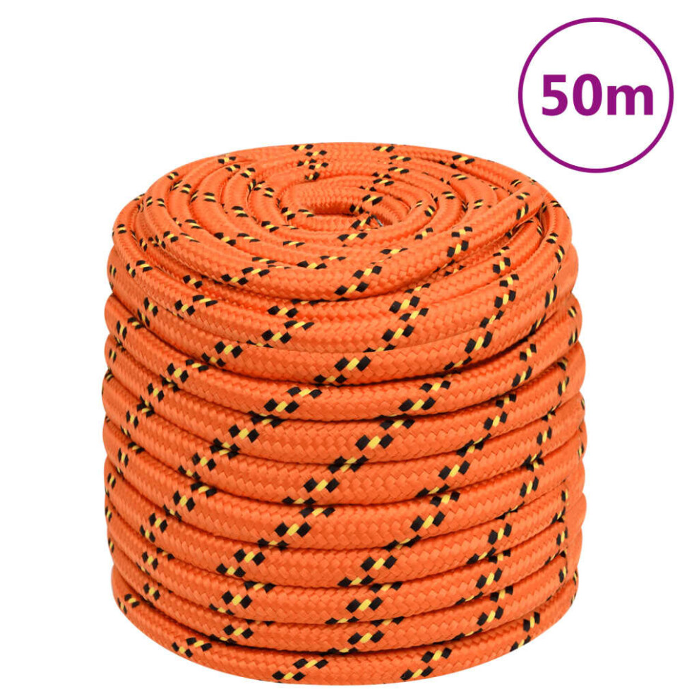 (orange, 16 mm/ 50 m) Marine Rope Dock Coil Boat Line Polypropylene Rope Multi Sizes Multi Colours