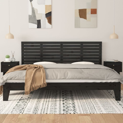 VidaXL (black, 166 x 3 x 63 cm) vidaXL Wall Headboard Bedroom Bed Header Decor Bed Headboard Solid Wood Pine 2