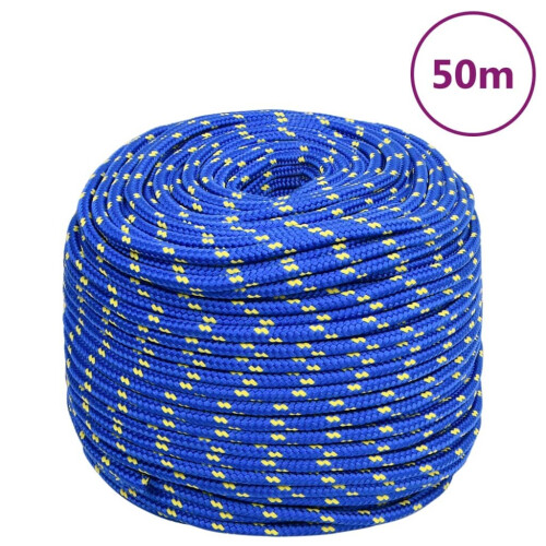 VidaXL (blue, 6 mm/ 50 m) Marine Rope Dock Coil Boat Line Polypropylene Rope Multi Sizes Multi Colours