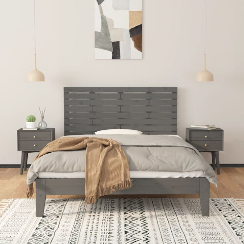 VidaXL (grey, 141 x 3 x 63 cm) vidaXL Wall Headboard Bedroom Bed Header Decor Bed Headboard Solid Wood Pine 2