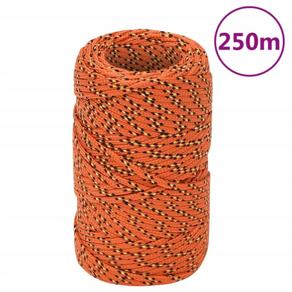 (orange, 2 mm/ 250 m) Marine Rope Dock Coil Boat Line Polypropylene Rope Multi Sizes Multi Colours