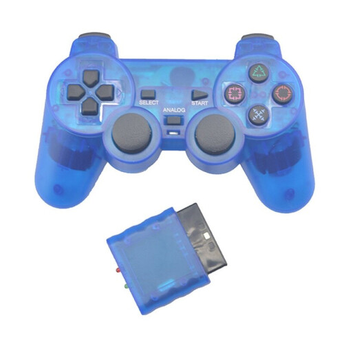 (Clear BLUE) Wireless Controller for PS2 Controller