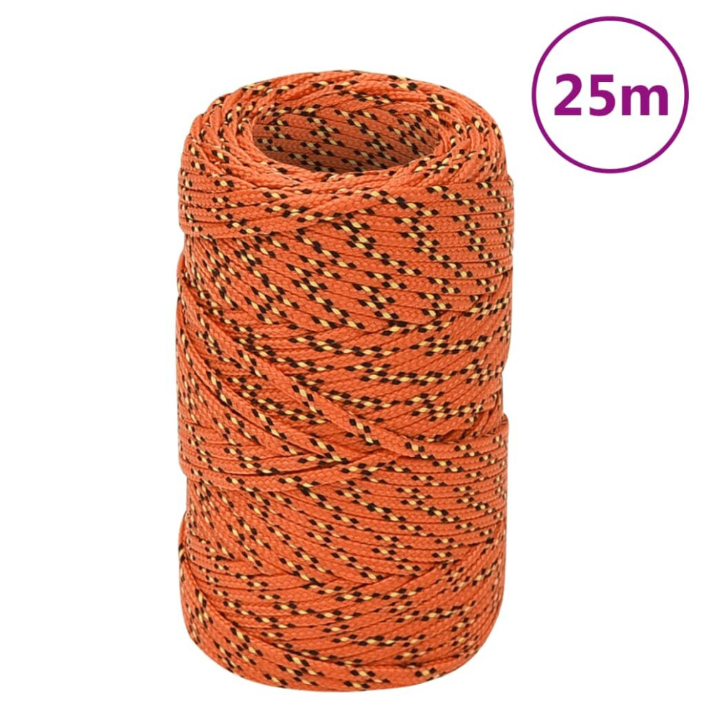 (orange, 2 mm/ 25 m) Marine Rope Dock Coil Boat Line Polypropylene Rope Multi Sizes Multi Colours