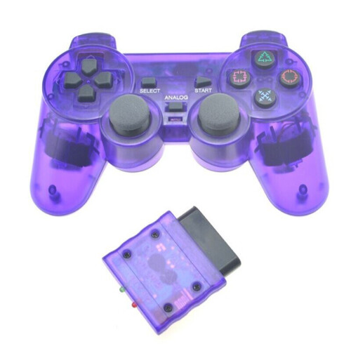 (Clear PURPLE) Wireless Controller for PS2 Controller