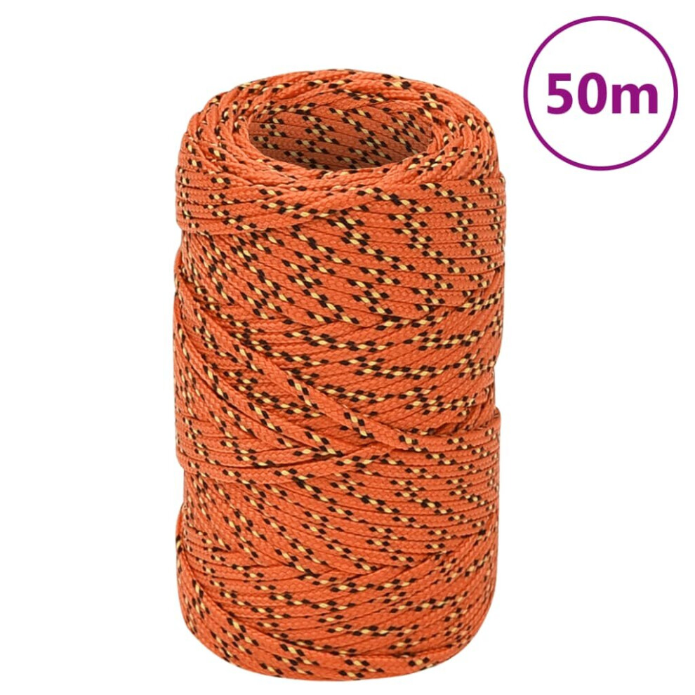 (orange, 2 mm/ 50 m) Marine Rope Dock Coil Boat Line Polypropylene Rope Multi Sizes Multi Colours