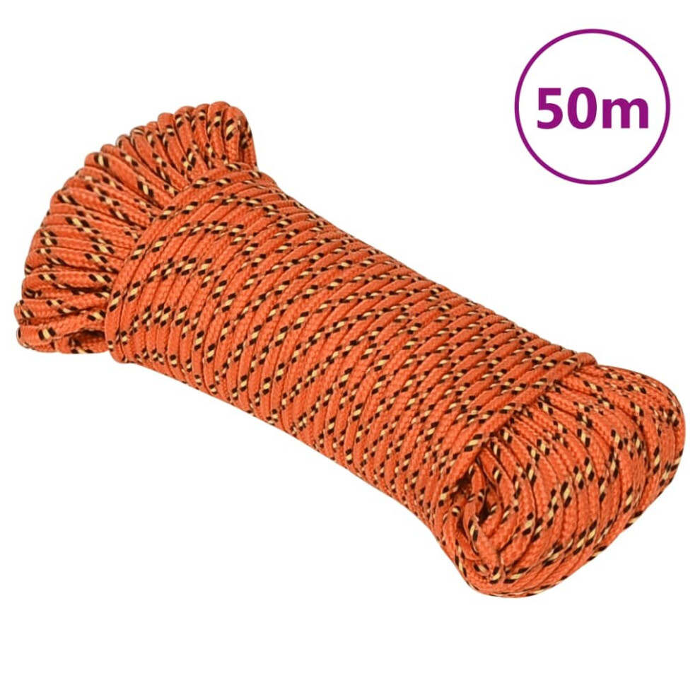 (orange, 3 mm/ 50 m) Marine Rope Dock Coil Boat Line Polypropylene Rope Multi Sizes Multi Colours