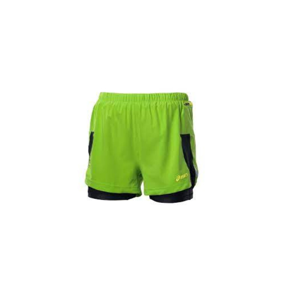 Asics Women's Green Shorts (Size M) Fuji Two In One Shorts - New