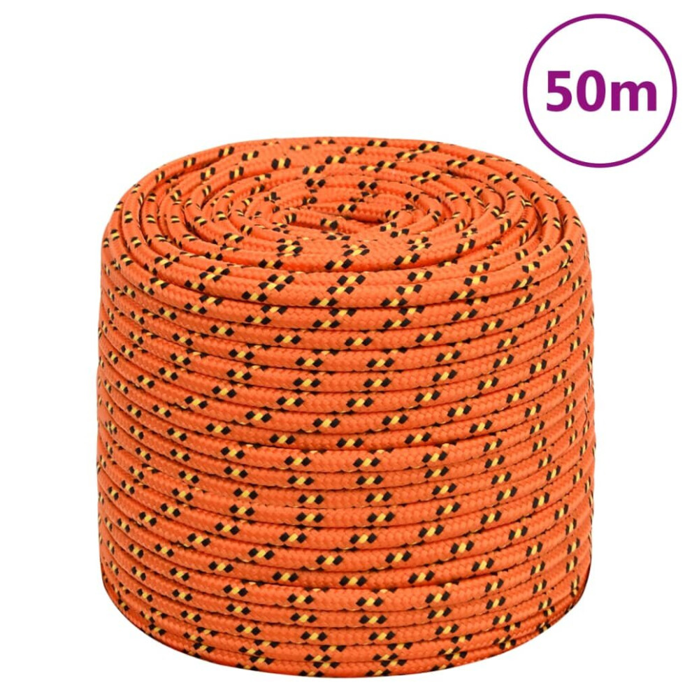 Vidaxl (Orange, 6 Mm/ 50 M) Marine Rope Dock Coil Boat Line Polypropylene Rope Multi Sizes Multi Colours