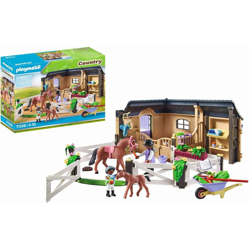 Country Riding Stable Horse box with adjoining paddock Playmobil 71238