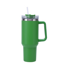 (Green) 40OZ Double Wall Stainless Steel Vacuum Flask Cup Tumbler Straw Lid Water Bottle