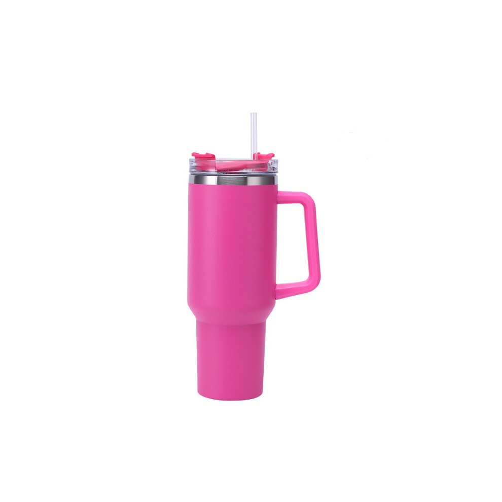 Winwin (Rosered) 40Oz Double Wall Stainless Steel Vacuum Flask Cup Tumbler Straw Lid Water Bottle