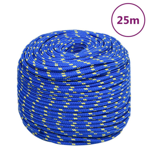 VidaXL (blue, 8 mm/ 25 m) Marine Rope Dock Coil Boat Line Polypropylene Rope Multi Sizes Multi Colours