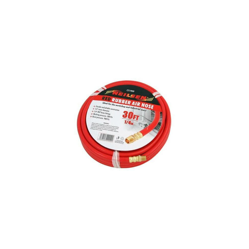 Neilsen 10M 30Ft 1/4" Air Line Rubber Hose Air Line Compressor Tools Bsp Brass Ct1909