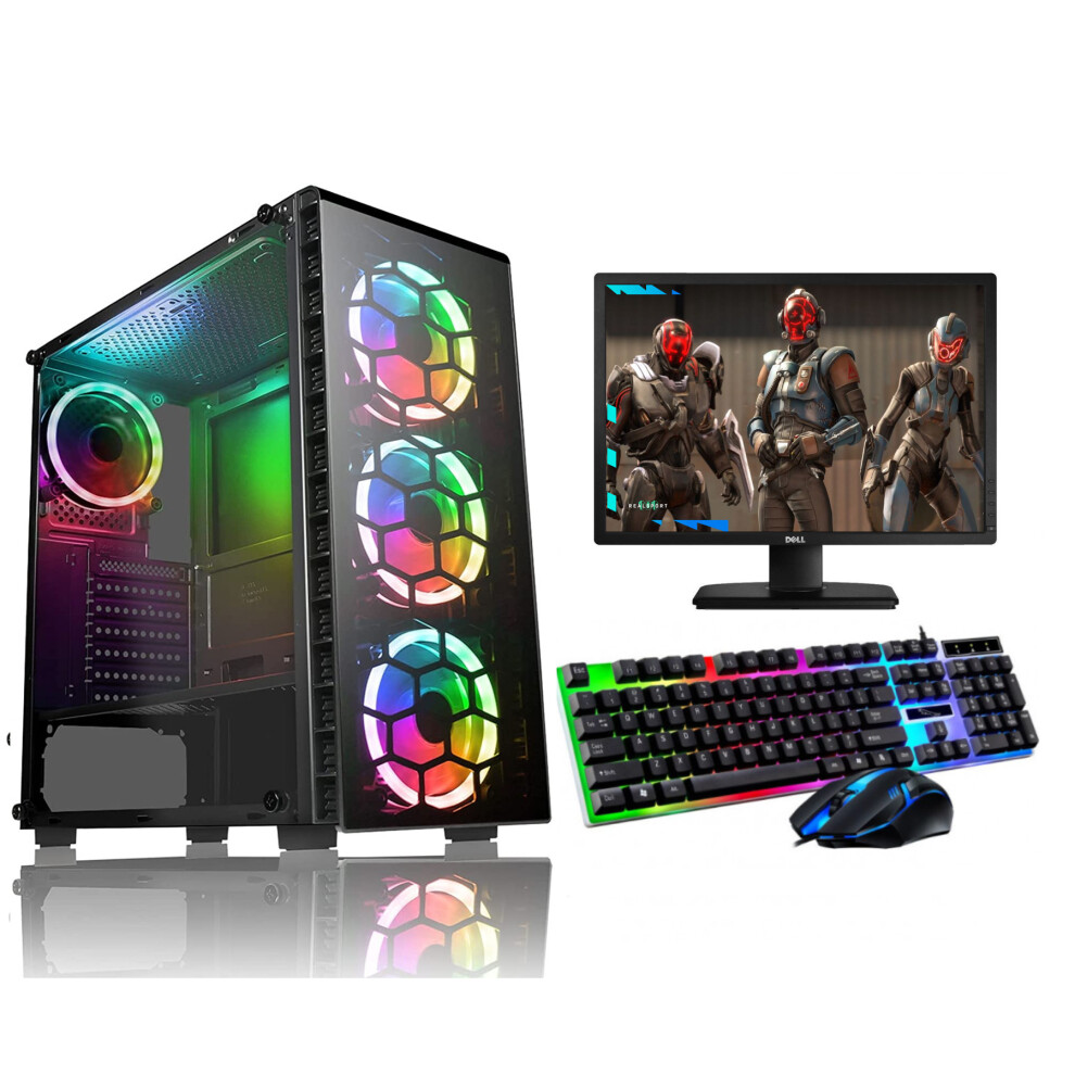 FCS Fast Gaming Intel Quad Core i5 16GB RAM 1TB HDD+128GB SSD PC Bundle 22" Monitor