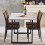 150cm Dining Table Marble Effect Grey Top with U Shape Metal Black Leg 3