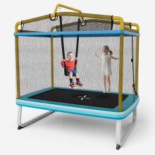 3-in-1 Kids Outdoor Indoor Rectangle Toddler Trampoline Steel Frame