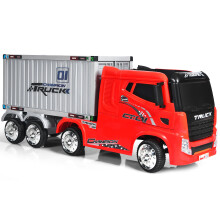 12V Kids Semi-Truck with Container Electric Ride On Car Toy Remote