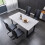 150cm Dining Table Marble Effect Grey Top with U Shape Metal Black Leg 6