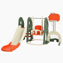5 in 1 Kids Climber Set W/ Basketball Football Game Slide & Swing