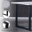 150cm Dining Table Marble Effect Grey Top with U Shape Metal Black Leg 2